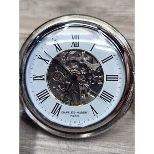 Charles Hubert Paris Skeleton Mechanical Pocket Watch, Working